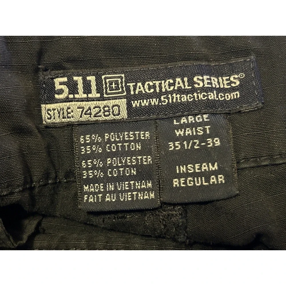 511 Tactical Pants Men's Large (35 1/2 - 39) Black Ripstop 30.5